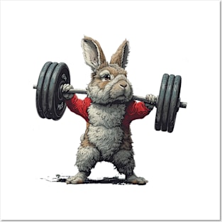 rabbit lifting weight Posters and Art